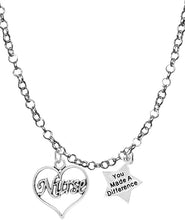 RN, Nurse, You Made A Difference, Adjustable Charm Necklace, Hypoallergenic, Safe-Nickel, Lead, Free