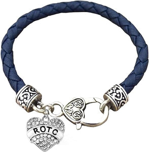 ROTC, Genuine Navy Blue Leather Bracelet, Hypoallergenic Safe-Nickel, Lead And Cadmium Free