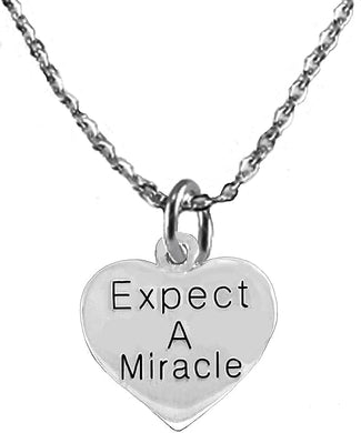 Expect A Miracle Heart, Message, Adjustable 18-21 Inch Cable Chain Necklace, Nickel, Lead, And Cadmium Free-Hypoallergenic