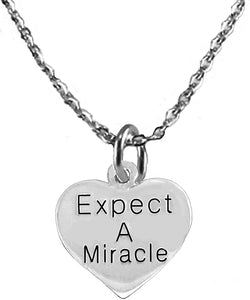 Expect A Miracle Heart, Message, Adjustable 18-21 Inch Cable Chain Necklace, Nickel, Lead, And Cadmium Free-Hypoallergenic