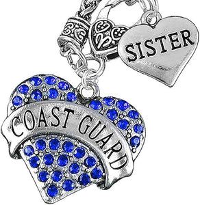 Coast Guard Sister Heart Necklace, Hypoallergenic, Will NOT Irritate Anyone with Sensitive Skin. Safe- Nickel, Lead and Cadmium Free