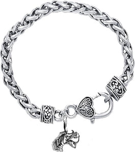 Dragon Head Bracelet, Antique Silver Wheat Chain Bracelet, Nickel, Lead, And Cadmium Free-Hypoallergenic