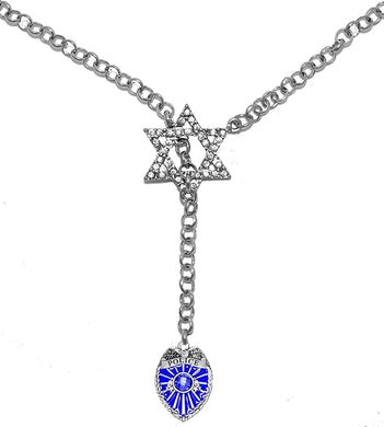 Jewish Policeman, Badge Through A Crystal Star Of David, Necklace Hypoallergenic, Safe-Nickel, Lead, And Cadmium Free