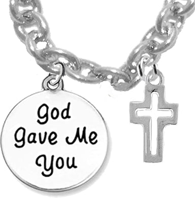 Children's, God Gave Me You, Beautiful Contemporary Polished Cross, Hypoallergenic Adjustable Necklace, Safe-Nickel, Lead And Cadmium Free