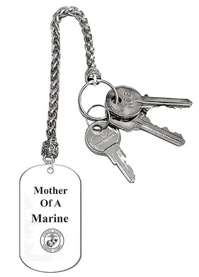 Mother Of A Marine Dog Tag On A Wheat Chain Key Chain. 9 Inches Long. Won't Get Losted In Your Purse. What A Great Gift For Yourself,Or Somebody Special. As A Gift No Worry About What Size They Wear