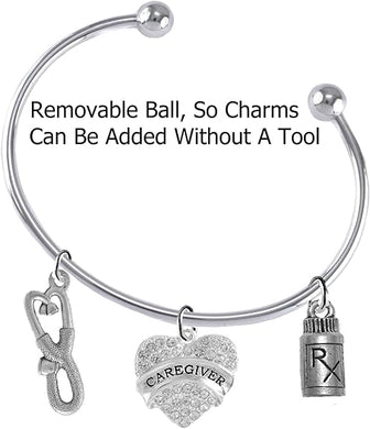 Caregiver, Nurse Add-A-Charm Bracelet, Hypoallergenic, Safe-Nickel, Lead, Free