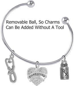 Caregiver, Nurse Add-A-Charm Bracelet, Hypoallergenic, Safe-Nickel, Lead, Free