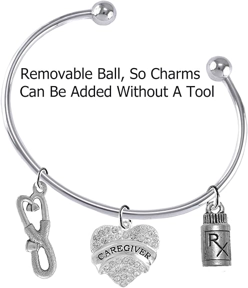 Caregiver, Nurse Add-A-Charm Bracelet, Hypoallergenic, Safe-Nickel, Lead, Free