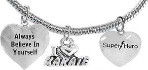 Martial Arts, Kickboxing Jewelry, Karate Jewelry, Super Hero, Always Believe In Yourself," Martial Arts Jewelry" Hypoallergenic, Safe-Nickel, Lead Free