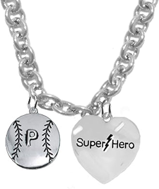 Pitcher, Softball/Baseball, Super Hero, She is/He is, Special, Sterling Silver, Solid .925 Sterling, Not Plated Or Coated,18 Inch Necklace.Charm,Nickel,Lead Free.Fast