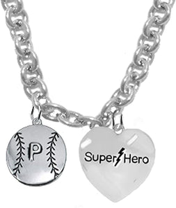 Pitcher, Softball/Baseball, Super Hero, She is/He is, Special, Sterling Silver, Solid .925 Sterling, Not Plated Or Coated,18 Inch Necklace.Charm,Nickel,Lead Free.Fast