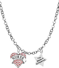 RN, Nurse, You Made A Difference, Adjustable Charm Necklace, Hypoallergenic, Safe-Nickel, Lead, Free