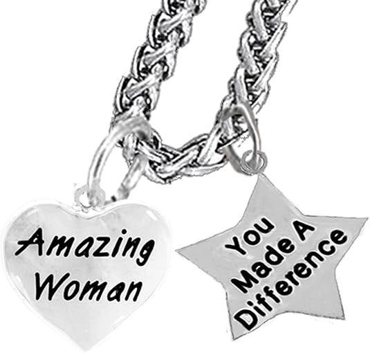 Amazing Women, You Made A Difference, Motivational Chain Necklace, Hypoallergenic, Safe-Nickel, Lead, Cadmium Free
