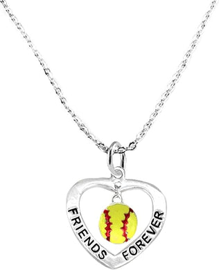 Friends Forever, Softball, Sterling Silver, Solid .925 Sterling, Not Plated Or Coated,18 Inch Necklace.Charm,Nickel,Lead Free.Fast