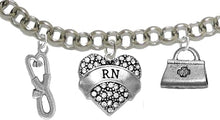 RN, Nurse, Adjustable Charm Bracelet, Hypoallergenic, Safe-Nickel, Lead, Free