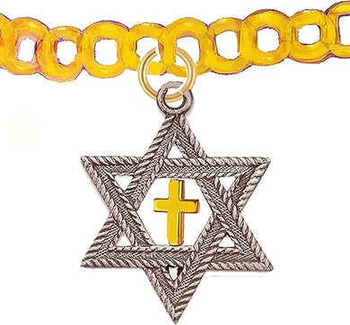 Messianic, Christian, Jewish Antique Silver Star Of David, Gold Cross, Adjustable, Will Fit Any Age, Chain Bracelet, Will Fit Everyone,Hypoallergenic, No Nickel, Lead, Cadmium In Metal