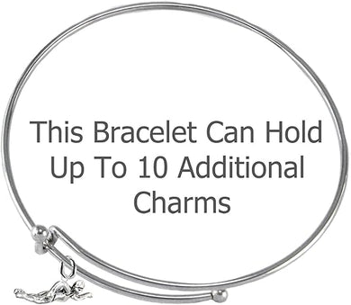Team Mom, Swimming, Adjustable Charm Bracelet, Hypoallergenic, Safe-Nickel Free, No Poisonous Lead Or Cadmium