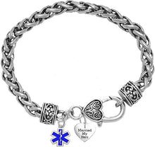 EMT, Parmedic, EMT Firefighter's I Married My Hero, Fire Department Charm, On Antique Wheat Chain Bracelet, Hypoallergenic Safe-Nickel, Lead And Cadmium Free
