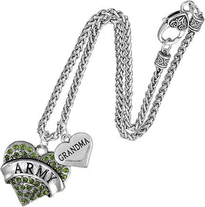 Army Grandma Heart Necklace, Hypoallergenic, Will NOT Irritate Anyone with Sensitive Skin. Safe- Nickel, Lead and Cadmium Free