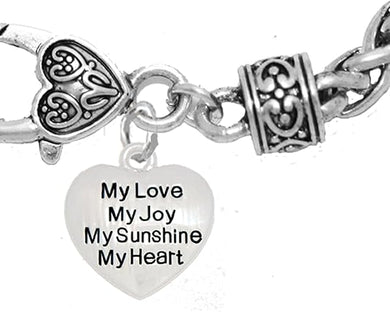 Message Jewelry, My Love, My Joy, My Sunshine, My Heart, Hypoallergenic, Safe-Nickel, Lead, Free