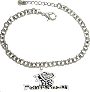 Policeman's, I Love My Policeman, Adjustable Rolo Chain Bracelet, Hypoallergenic, Safe-Nickel, Lead, Free