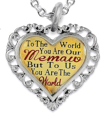 Memaw Heart Charm Necklace Hypoallergenic, Adjustable, Safe, Nickel, Lead & Cadmium Free!