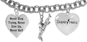 Martial Arts, Kickboxing Jewelry, Karate Jewelry, Super Hero, Never Give Up Never Quit, Never Stop Trying, " Martial Arts Jewelry" Adjustable Bracelet Hypoallergenic, Safe-Nickel, Lead Free