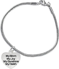 Message Jewelry, My Mom, My Joy, My Sunshine, My Heart, Bracelet, Hypoallergenic, Safe-Nickel, Lead, Free