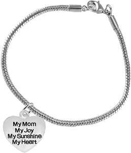 Message Jewelry, My Mom, My Joy, My Sunshine, My Heart, Bracelet, Hypoallergenic, Safe-Nickel, Lead, Free