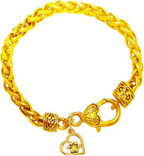 Paw In A Heart On The New 14KT Goldtone Wheat Chain Bracelet.What A Wonderful Gift For Yourself, Or Someone Special. Hypoallergenic-Safe, No Nickel, Lead, Or Cadmium In The Metal. Cardinali®Jewelry ©