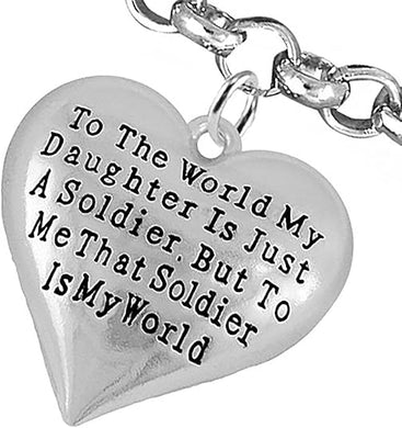 Army, Enlisted Daughter, My Daughter She is My World, Bracelet, Adjustable Hypoallergenic-Safe