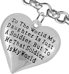 Army, Enlisted Daughter, My Daughter She is My World, Bracelet, Adjustable Hypoallergenic-Safe