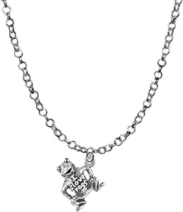 I Love Frogs, Adjustable 18-21 Inch Rolo Chain Necklace, Nickel, Lead, And Cadmium Free-Hypoallergenic