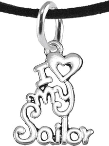Navy, I Love My Sailor, Adjustable Necklace Hypoallergenic, Safe-Nickel, Lead, Cadmium Free