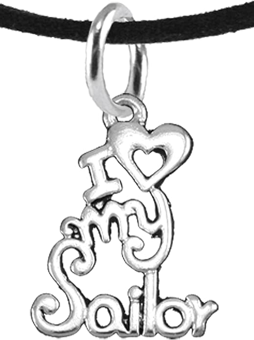 Navy, I Love My Sailor, Adjustable Necklace Hypoallergenic, Safe-Nickel, Lead, Cadmium Free