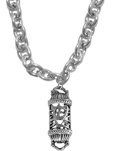 Great Gift, Mezuzah,with the Shin,a smybol for Shaddai, Almighty, one of the names of God, STERLING SILVER Solid .925 Sterling,Not Plated Or Coated. Cable Chain Necklace,Charm-Nickel,Lead,Cadmium Free