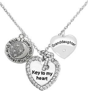 Granddaughter, I Love You to The Moon & Back Adjustable Necklace, Hypoallergenic, Safe-Nickel, Lead, Free