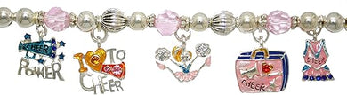 Cheer Power 7 Charm Hypoallergenic Stretch Bracelet