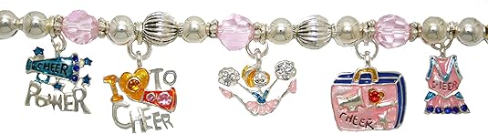 Cheer Power 7 Charm Hypoallergenic Stretch Bracelet