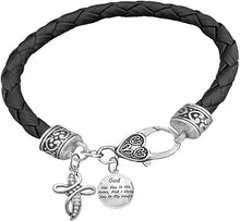 God Has You in His Arms, and I Have You in My Heart, Genuine Crystal Cross, On A Genuine Black Leather Bracelet, Hypoallergenic, Safe-No Nickel, Lead, Or Poisonous Cadmium in Bracelet