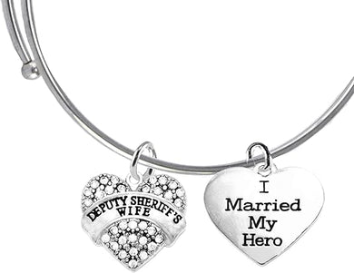 Deputy Sheriff's Wife, I Married My Hero, On A Adjustable MiracleWire Bracelet, Hypoallergenic Safe-Nickel, Lead And Cadmium Free