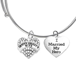 Deputy Sheriff's Wife, I Married My Hero, On A Adjustable MiracleWire Bracelet, Hypoallergenic Safe-Nickel, Lead And Cadmium Free