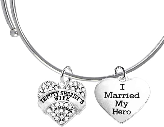 Deputy Sheriff's Wife, I Married My Hero, On A Adjustable MiracleWire Bracelet, Hypoallergenic Safe-Nickel, Lead And Cadmium Free