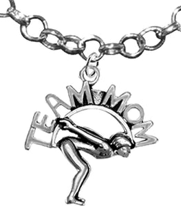 Swim Team Mom, Swimming Necklace, Adjustable Hypoallergenic, Safe-Nickel, Lead & Cadmium Free!