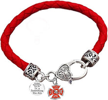 Firefighter's Mom, Its Not Something You Do, Its Something You Are!, Fire Department Charm, On Genuine Red Leather Bracelet, Hypoallergenic Safe-Nickel, Lead And Cadmium Free