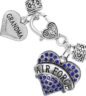 Air Force Grandma Heart Bracelet, Hypoallergenic, Will NOT Irritate Anyone with Sensitive Skin. Safe- Nickel, Lead and Cadmium Free