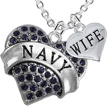 Navy Wife Blue Crystal Heart Necklace, Adjustable, Hypoallergenic, Will NOT Irritate Anyone with Sensitive Skin. Safe- Nickel, Lead and Cadmium Free