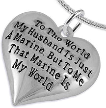 Marine Wife, My Husband is My World, Necklace, Hypoallergenic, Safe- Nickel, Lead and Cadmium Free