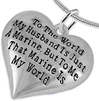 Marine Wife, My Husband is My World, Necklace, Hypoallergenic, Safe- Nickel, Lead and Cadmium Free