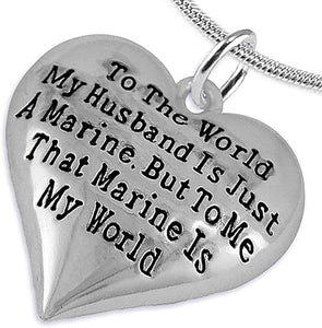 Marine Wife, My Husband is My World, Necklace, Hypoallergenic, Safe- Nickel, Lead and Cadmium Free